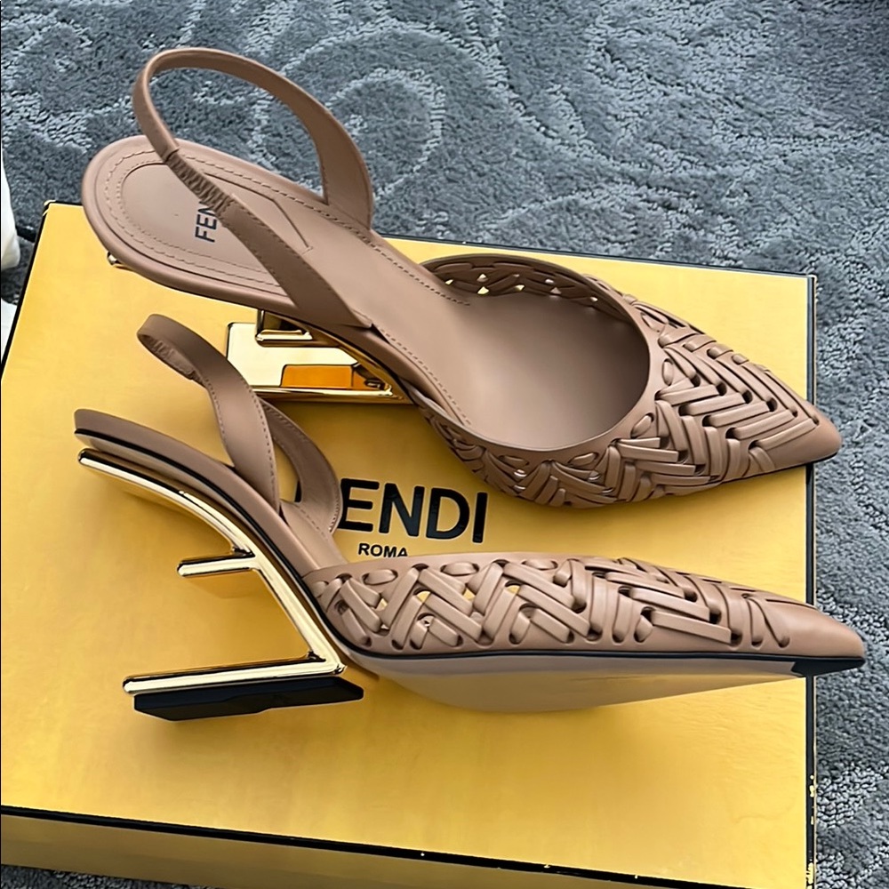 Fendi Women's Tan Slingback Shoes